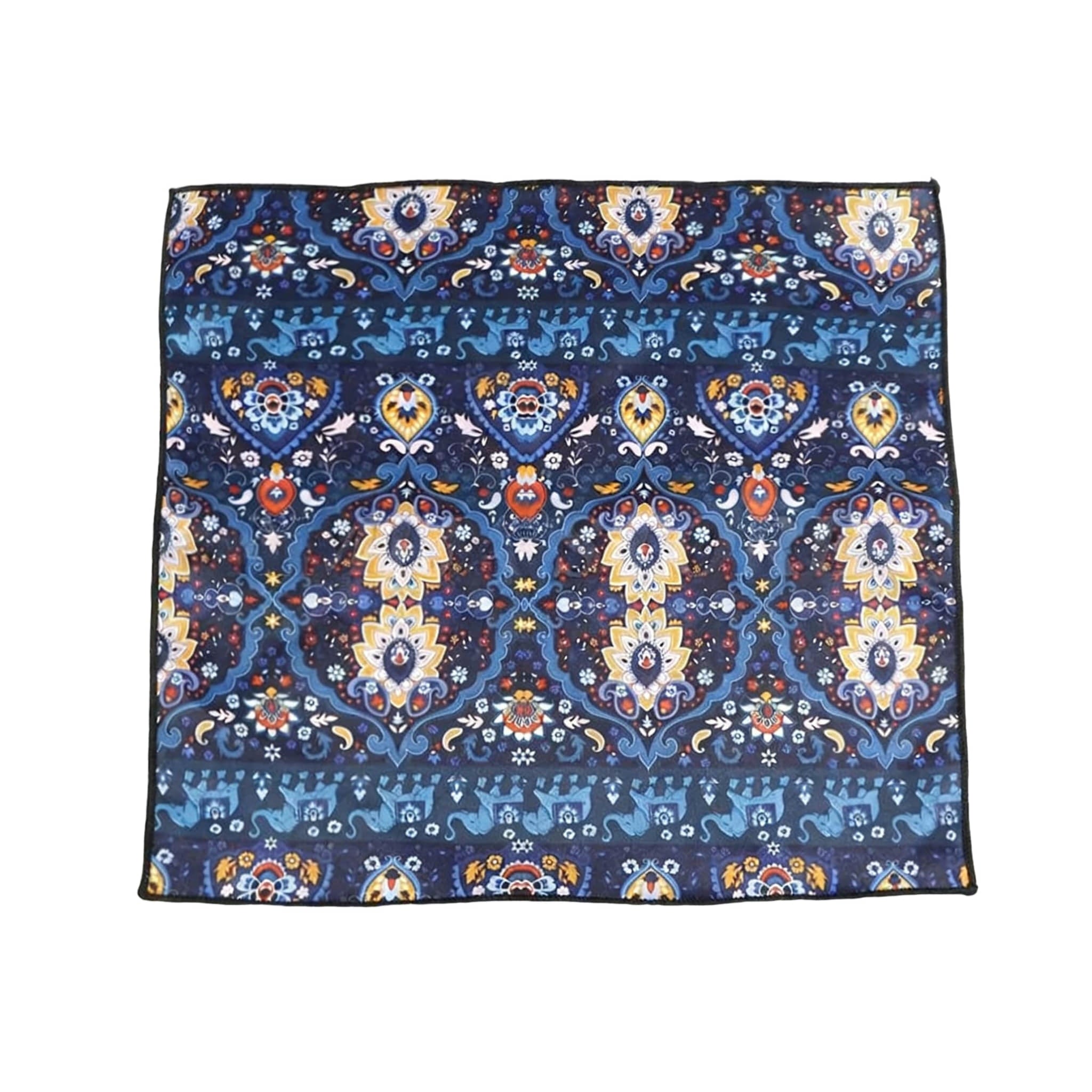 Navy Blue Yellow Pattern Pocket Square