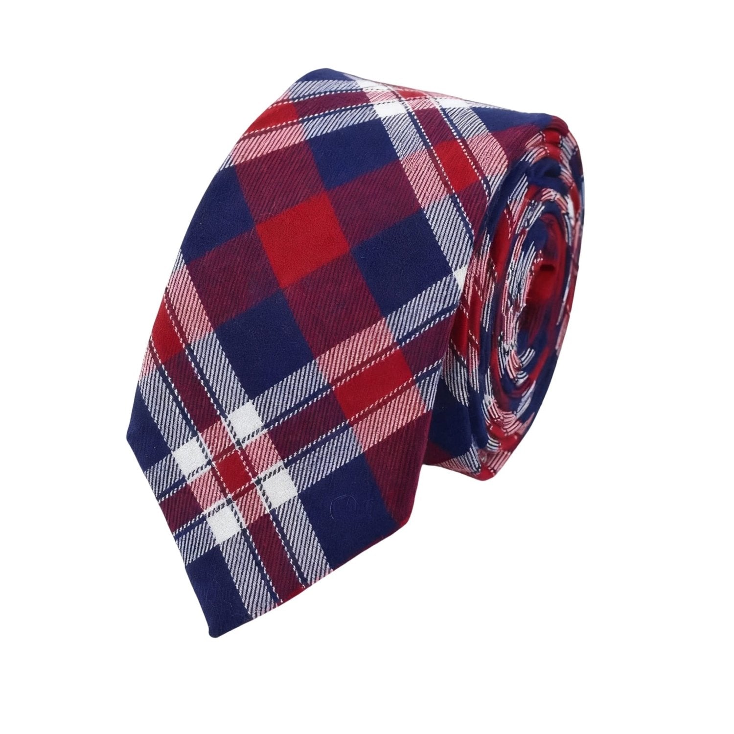 Blue with Red White Plaid Necktie