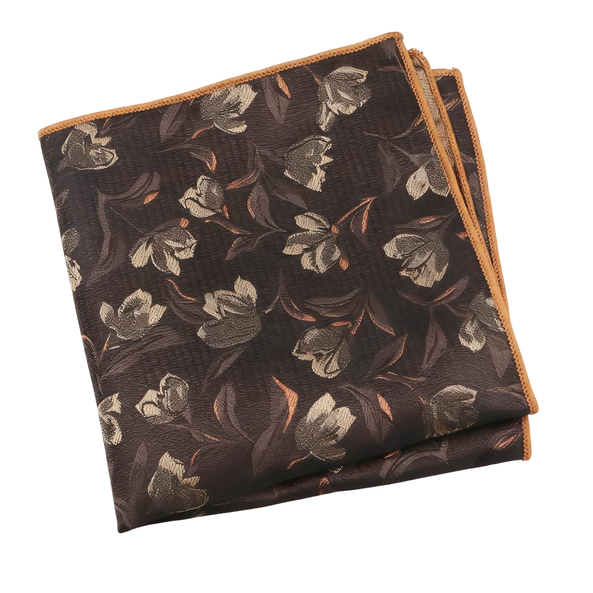 Brown Gold Floral Pocket Square