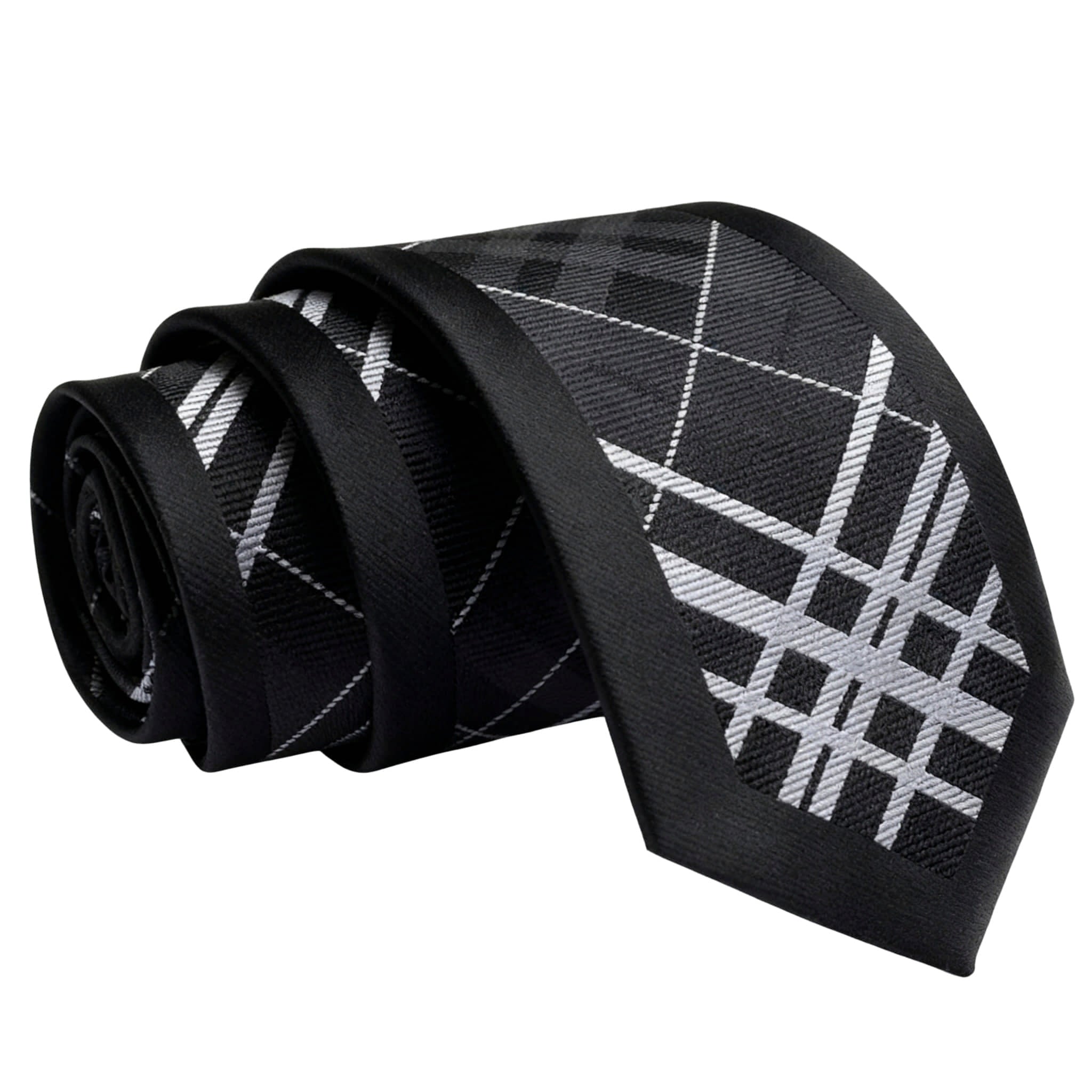 Black White Wavy Necktie