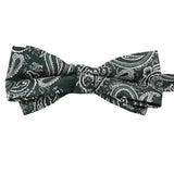 Dark Green White Paisley Bowtie