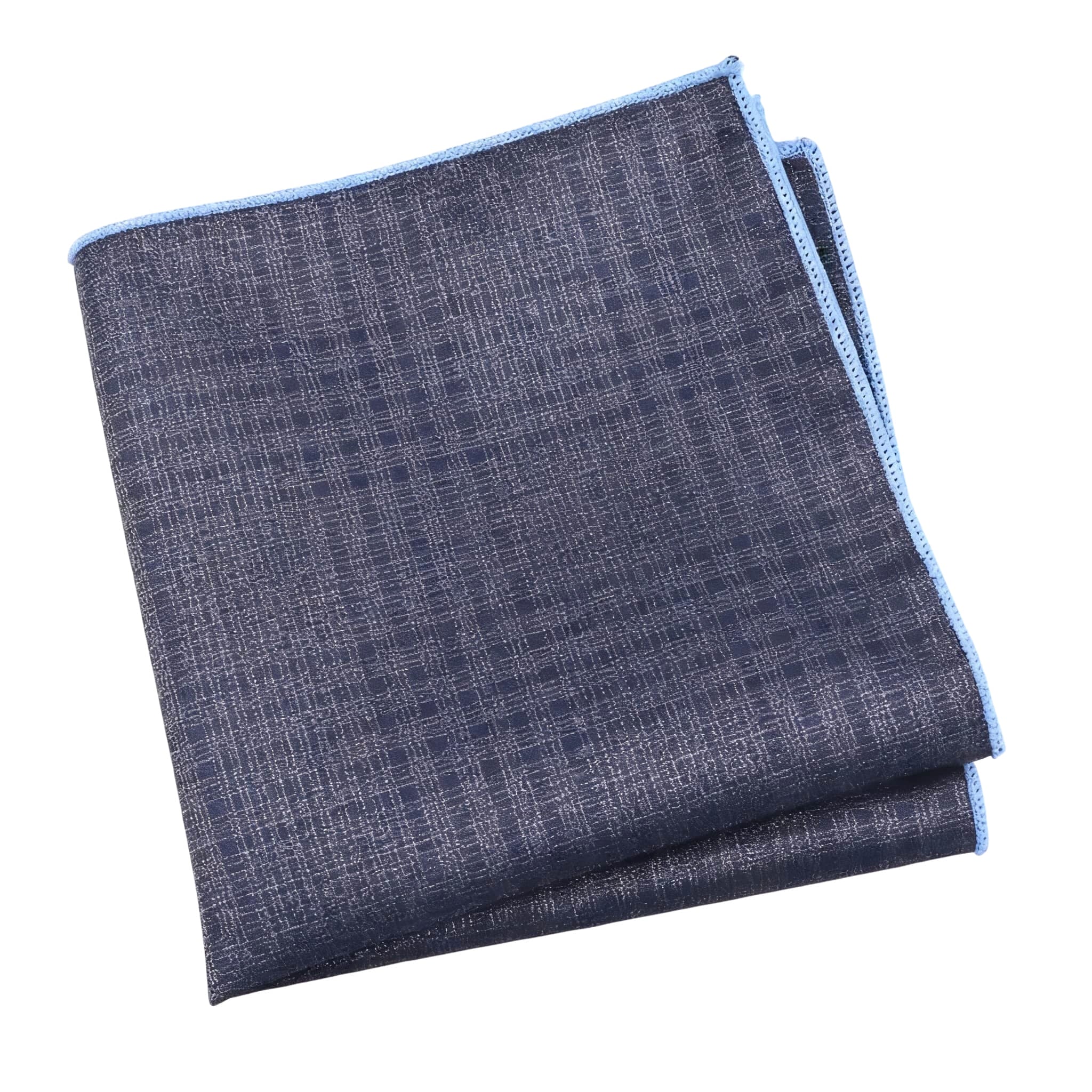Navy Blue Gray Plaid Pocket Square