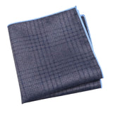 Navy Blue Gray Plaid Pocket Square