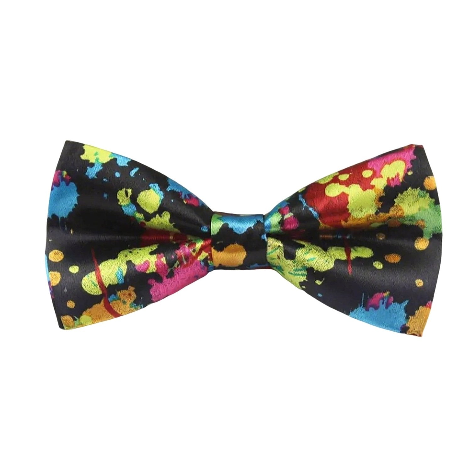 Black With Colorful Paint Splatter Bowtie