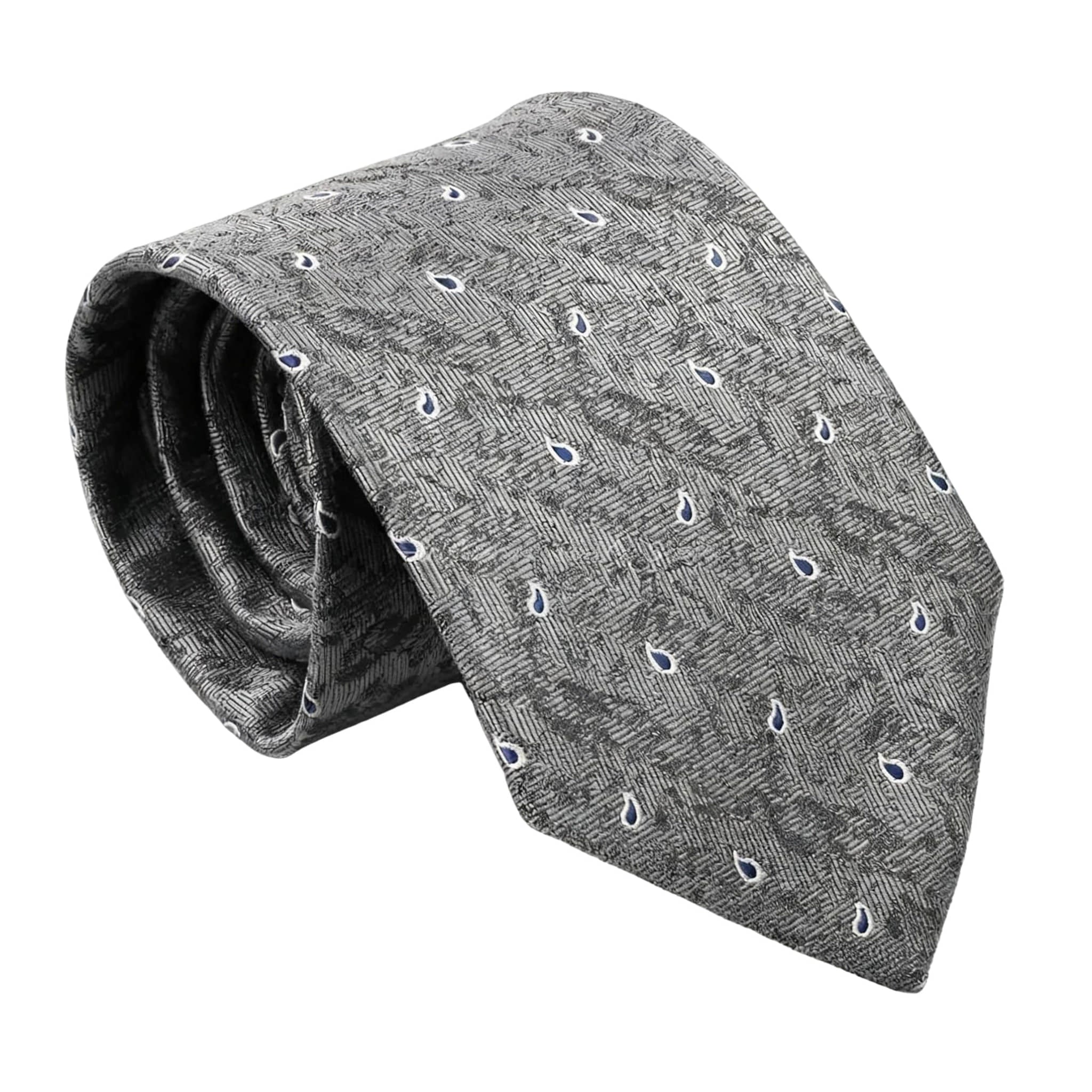 Gray Blue Paisley Necktie