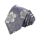 Gray Silver Floral Necktie