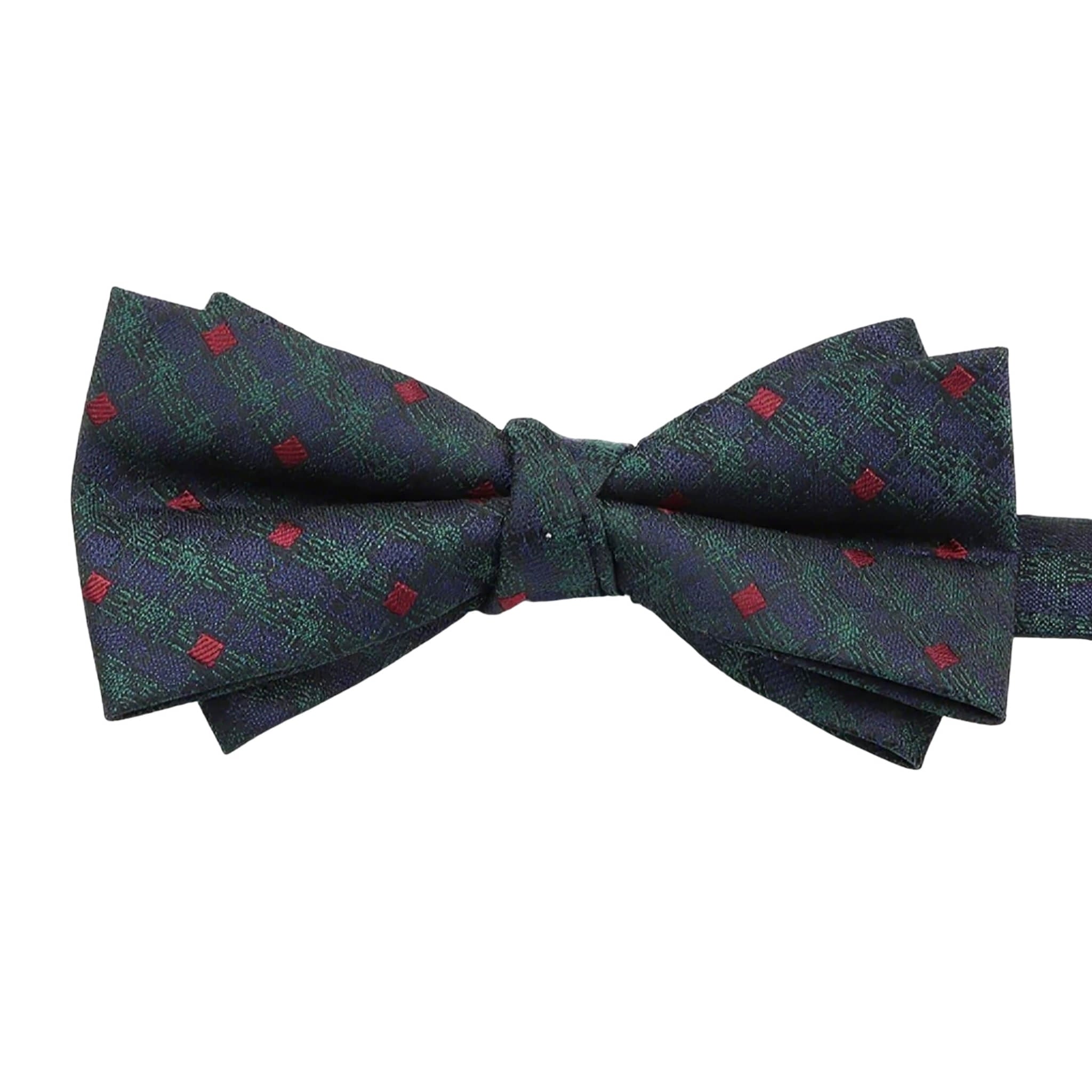 Navy Blue Red Plaid Bowtie