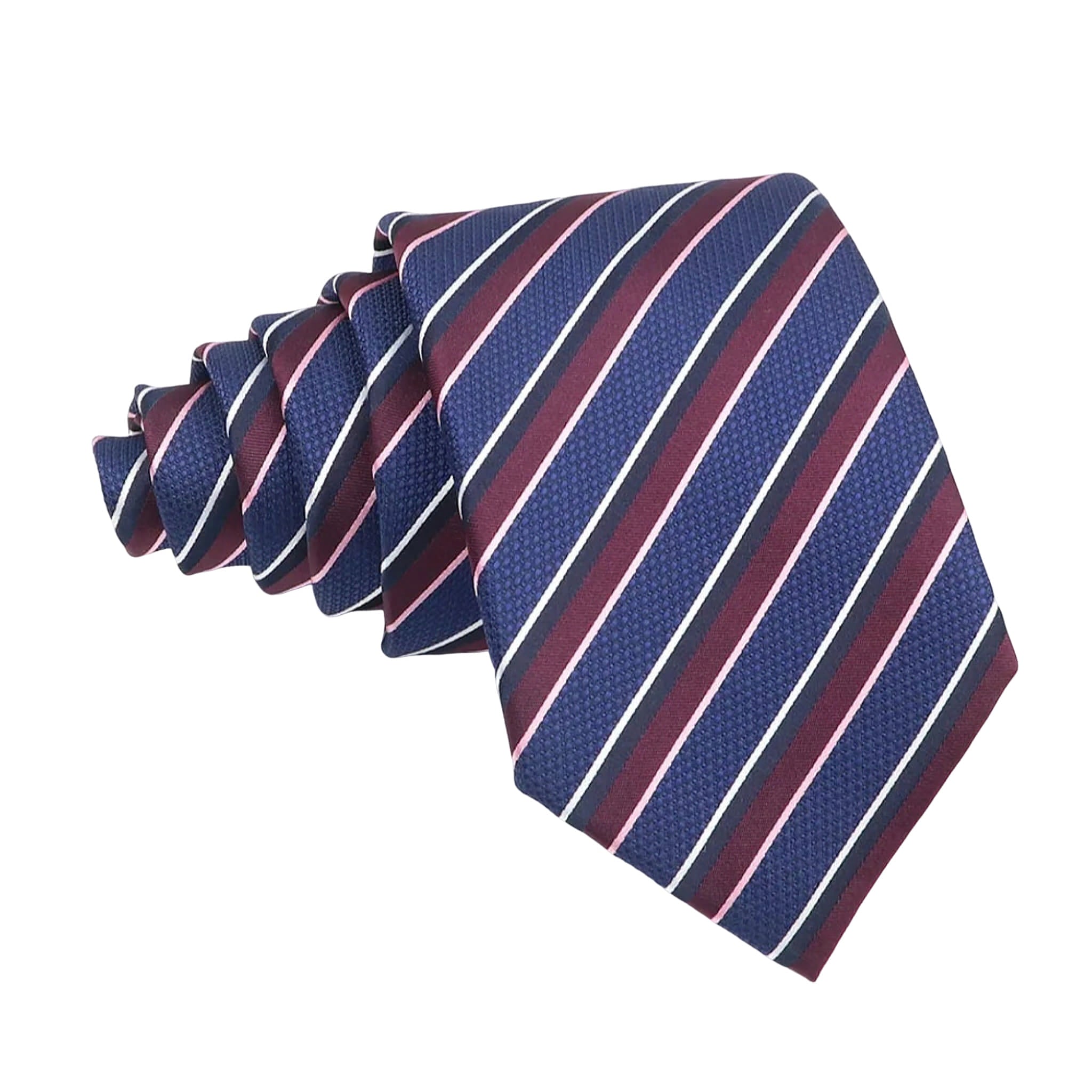 Blue With Burgundy & Pink Stripes Necktie