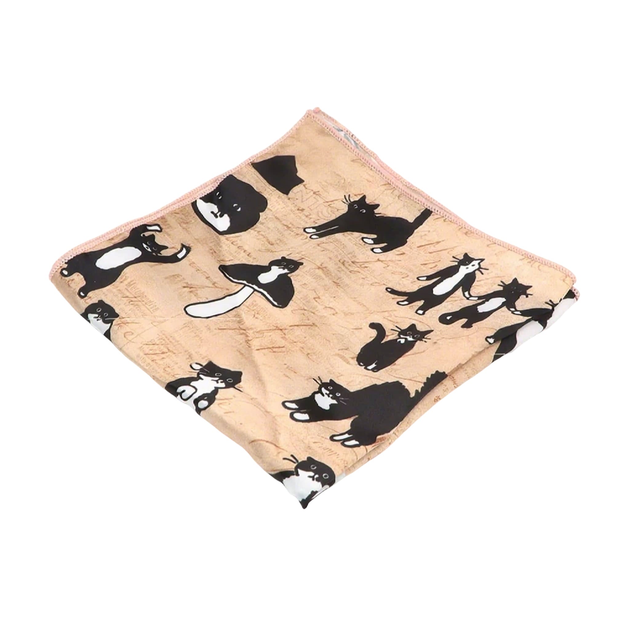 Beige Black Cartoon Pocket Square