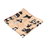 Beige Black Cartoon Pocket Square