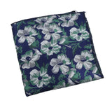 Navy Blue Green Floral Pocket Square