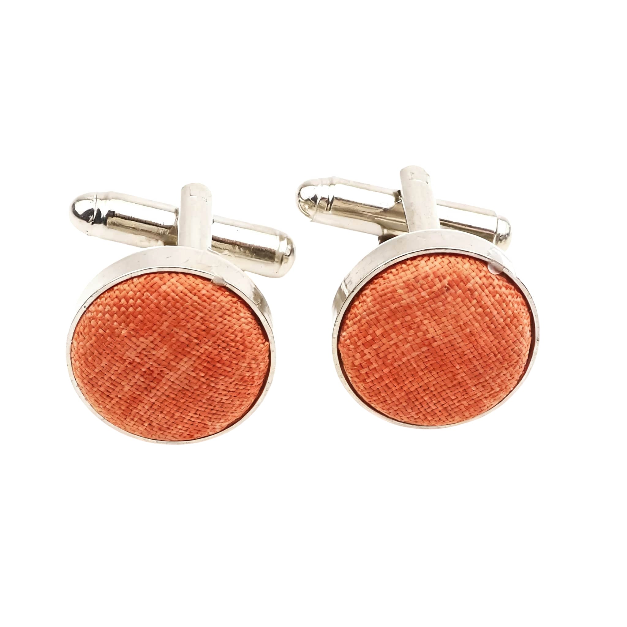 Silver Orange Solid Cufflink