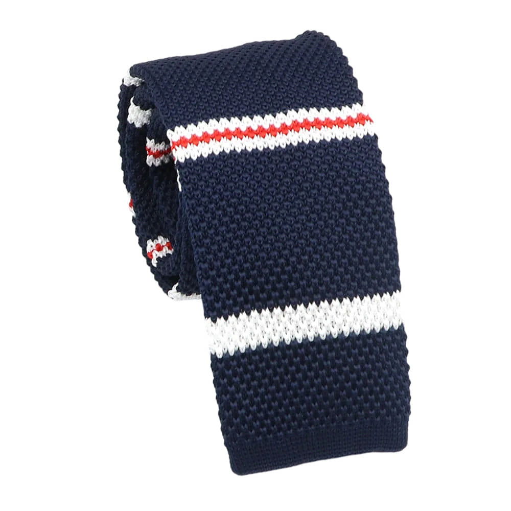 Navy Blue Red Striped Necktie
