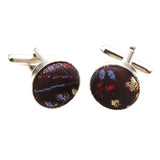 Brown Red Abstract Cufflink