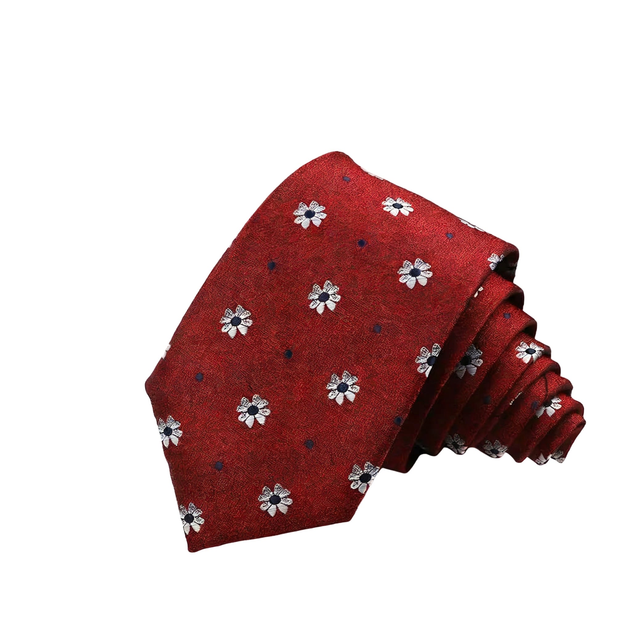 Red With White Daisy Blue Dot Necktie