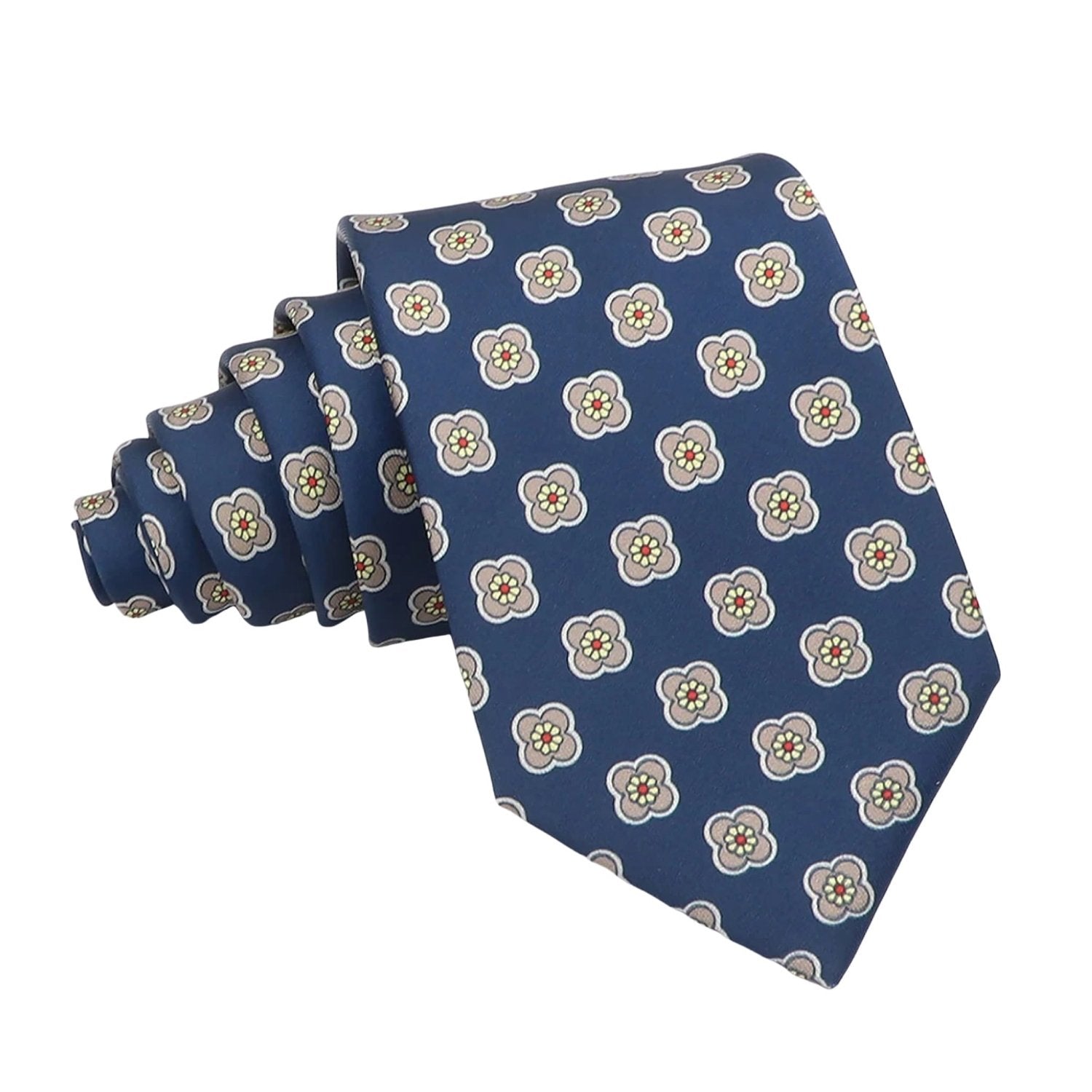 Blue With Gray Floral Necktie
