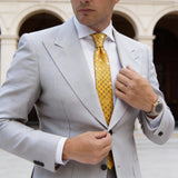 Yellow With Black&Gold Circular Sequins Necktie