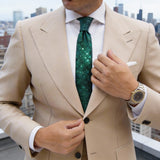 Green With Green Black White Circular Sequins Necktie