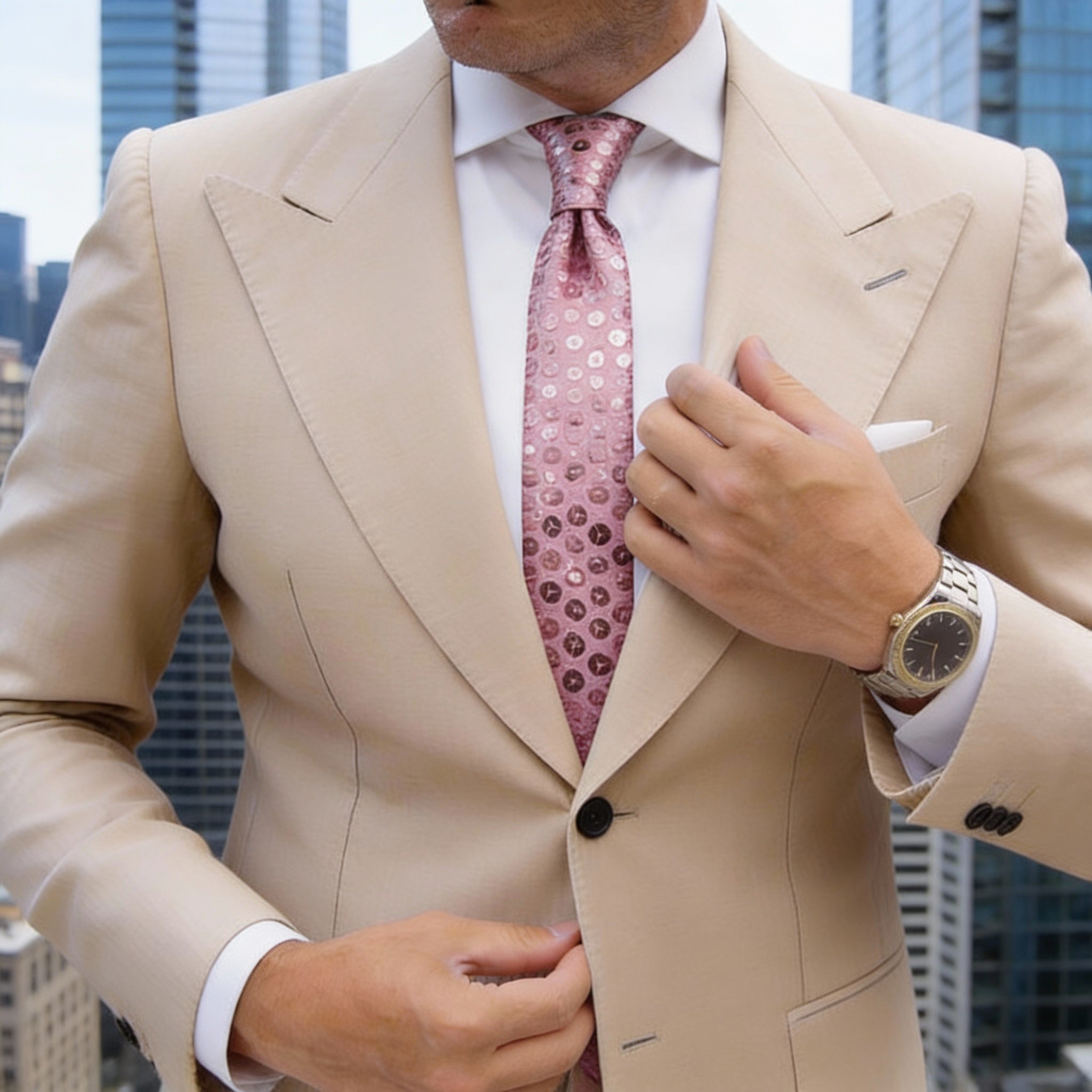 Pink With Multicolor Sequins Necktie