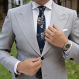 Blue With Gold Floral Necktie