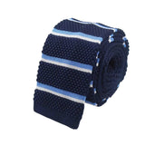 Navy Blue White Striped Knitted Tie
