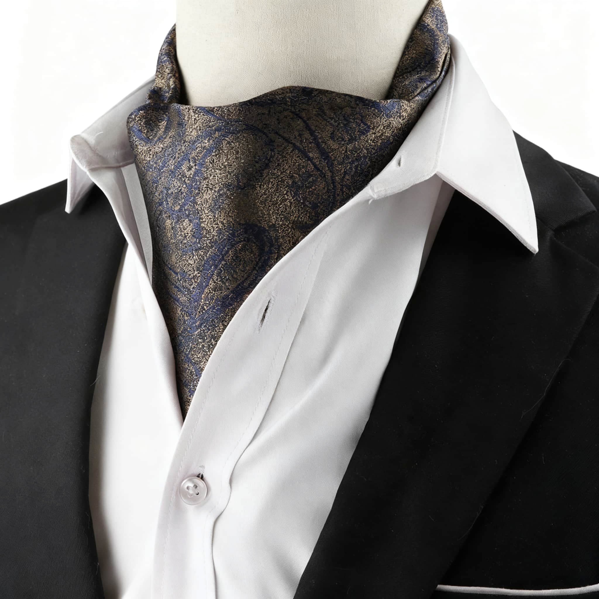 Brown Blue Paisley Ascot