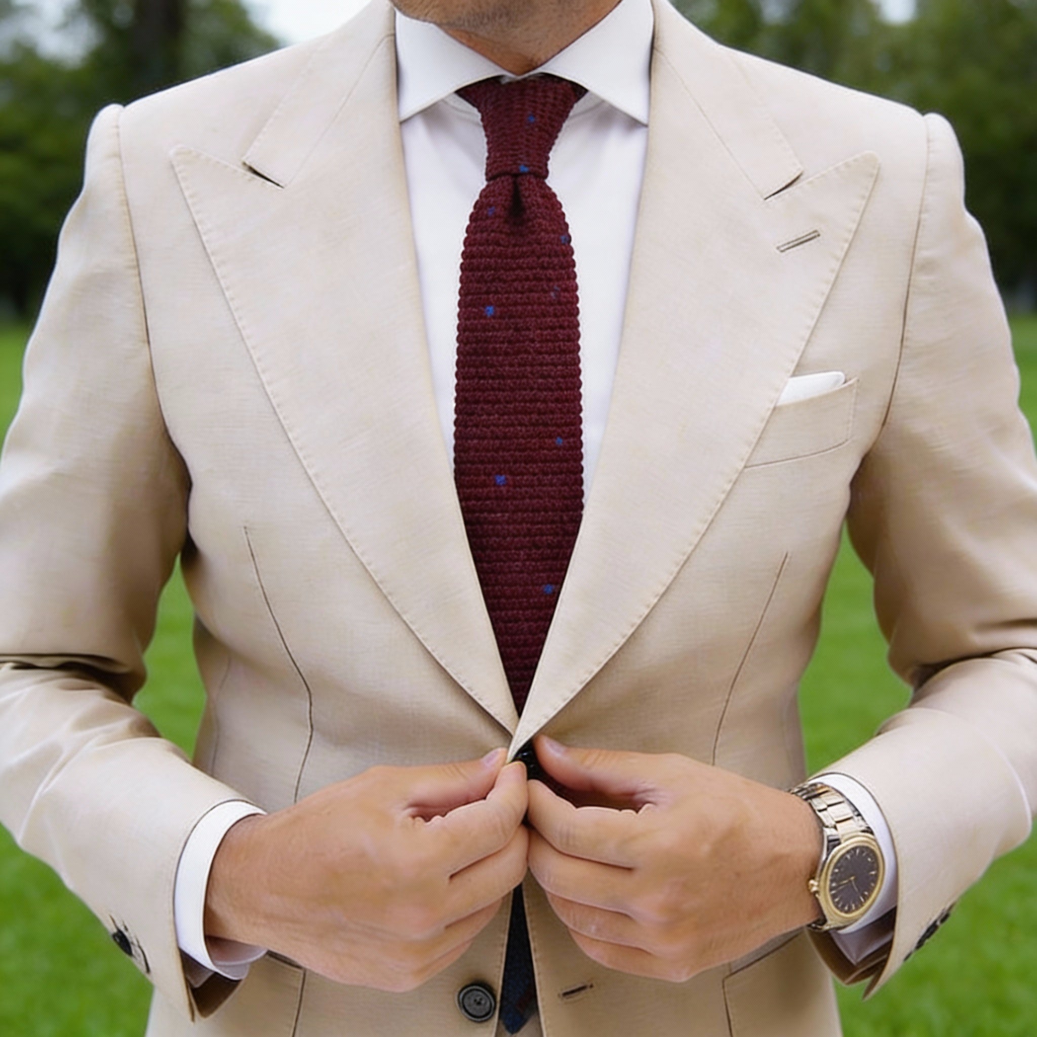 Red Necktie With Blue Small Hearts