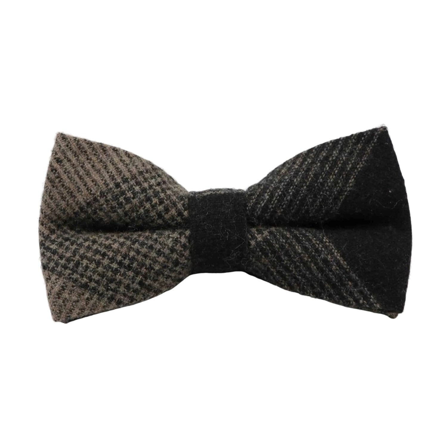 Black With Brown Plaid Bowtie