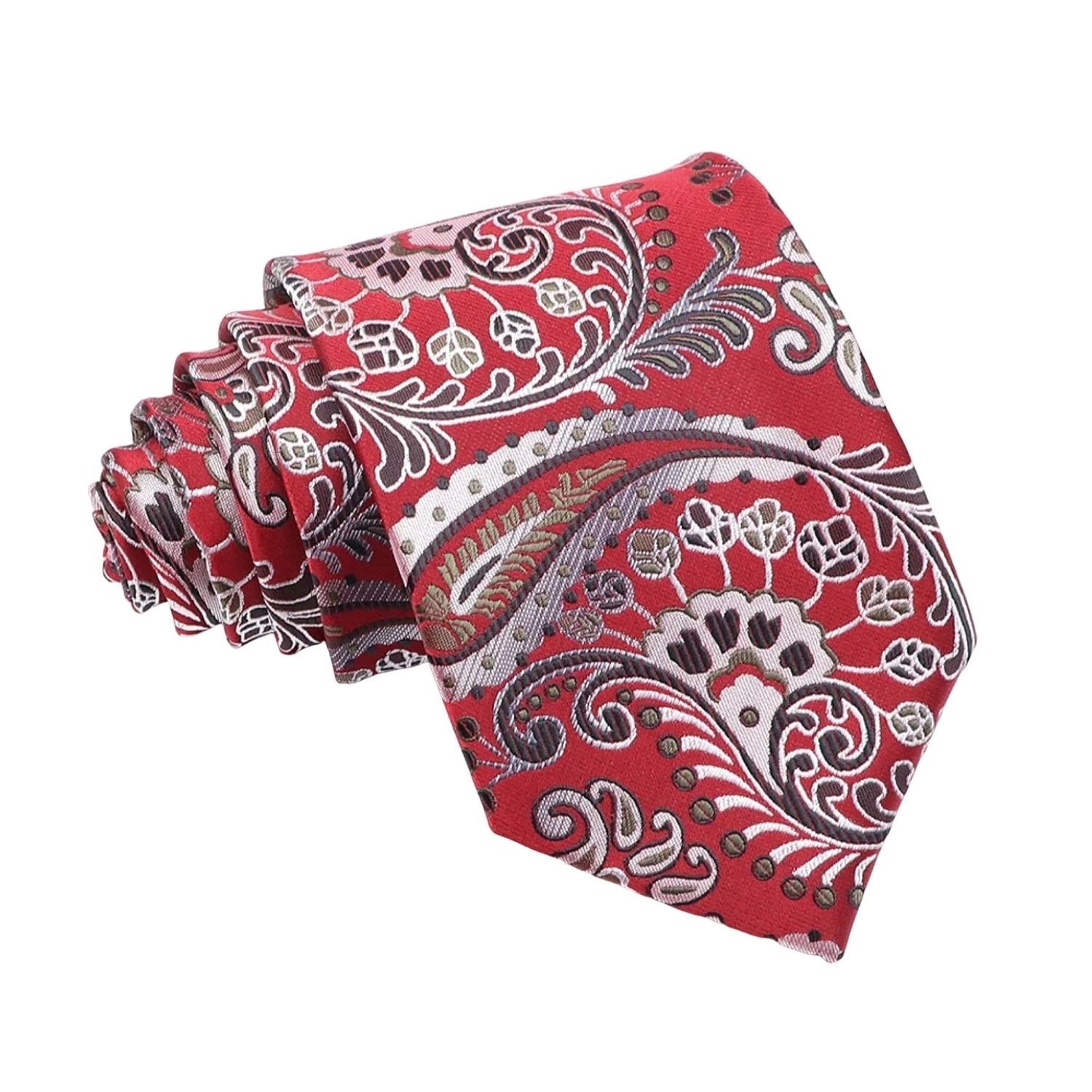 Red With White Paisley Necktie