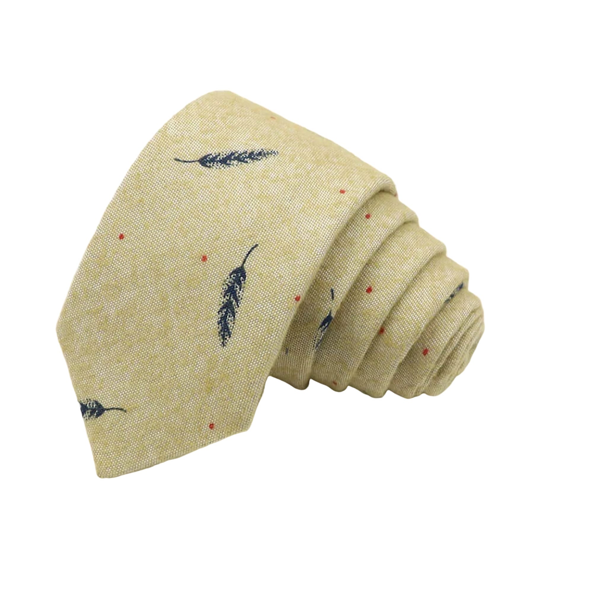 Khaki Blue Feather Necktie