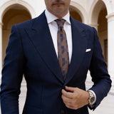 Brown With Dark Blue Diamond - Shaped Necktie