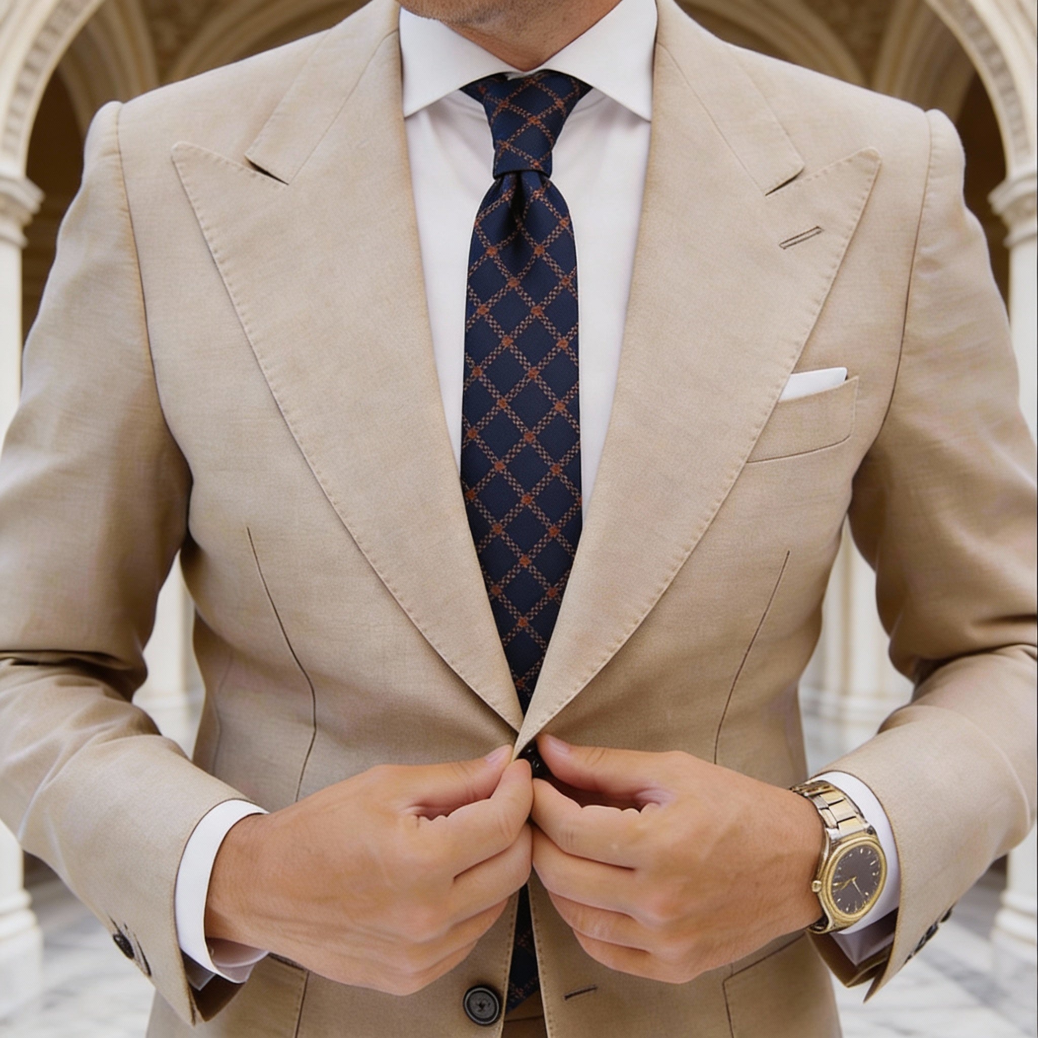 Blue With Brown Checkered Necktie