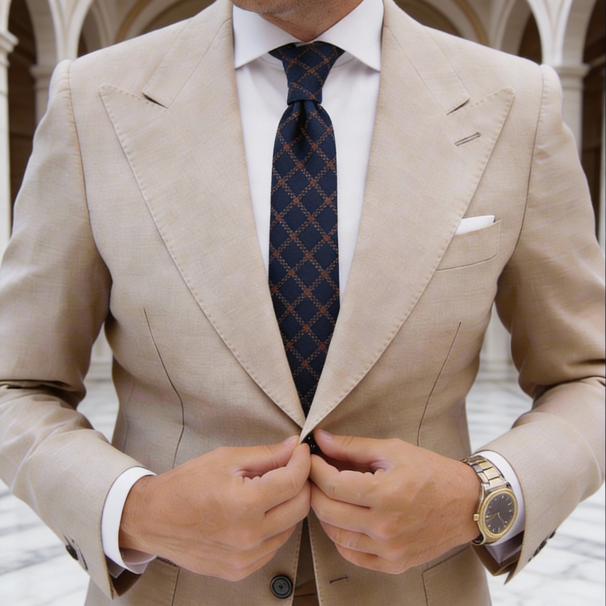 Blue With Brown Checkered Necktie
