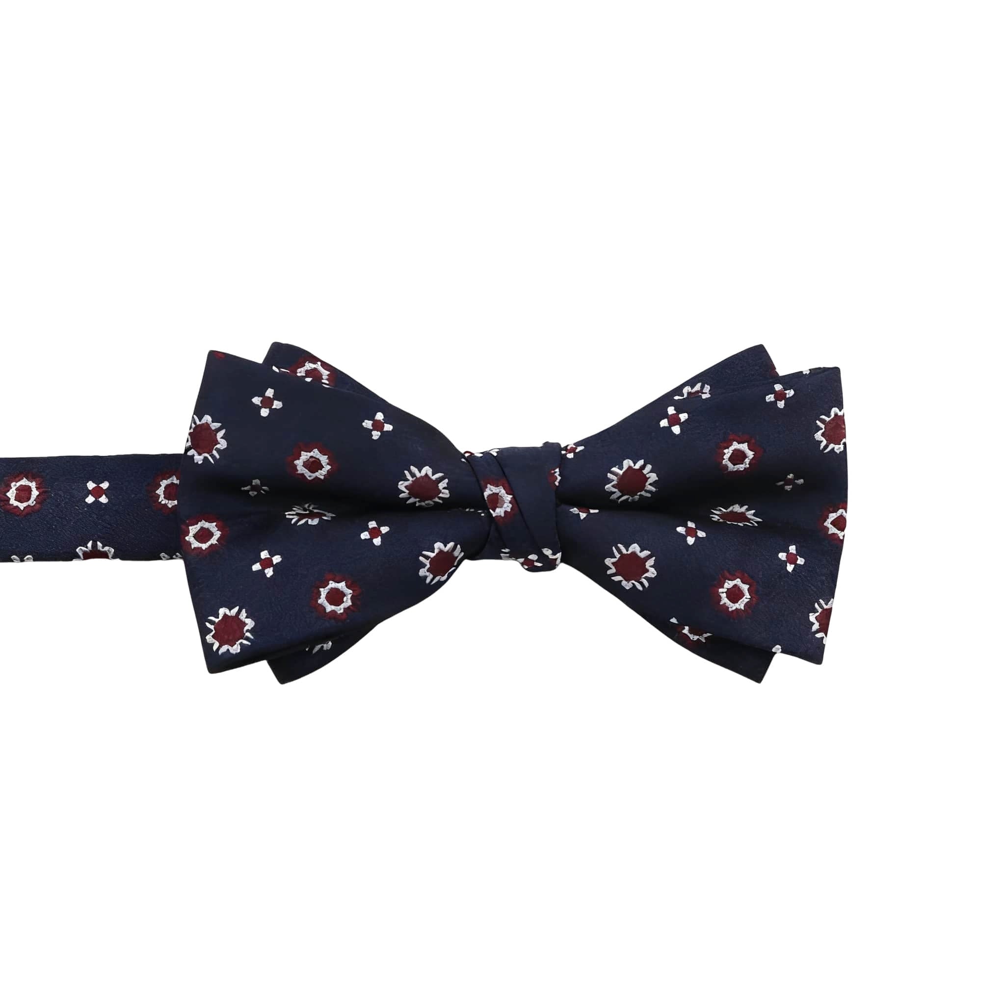 Navy Blue Red Floral Bowtie