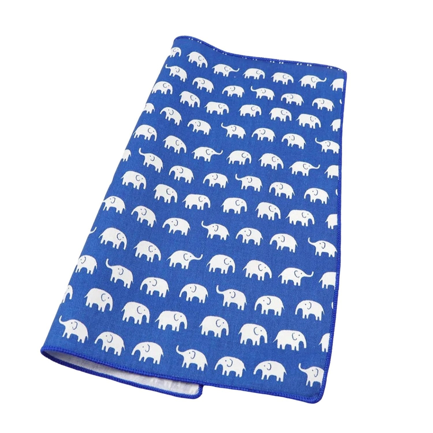 Blue with White Elephants Pocket Square