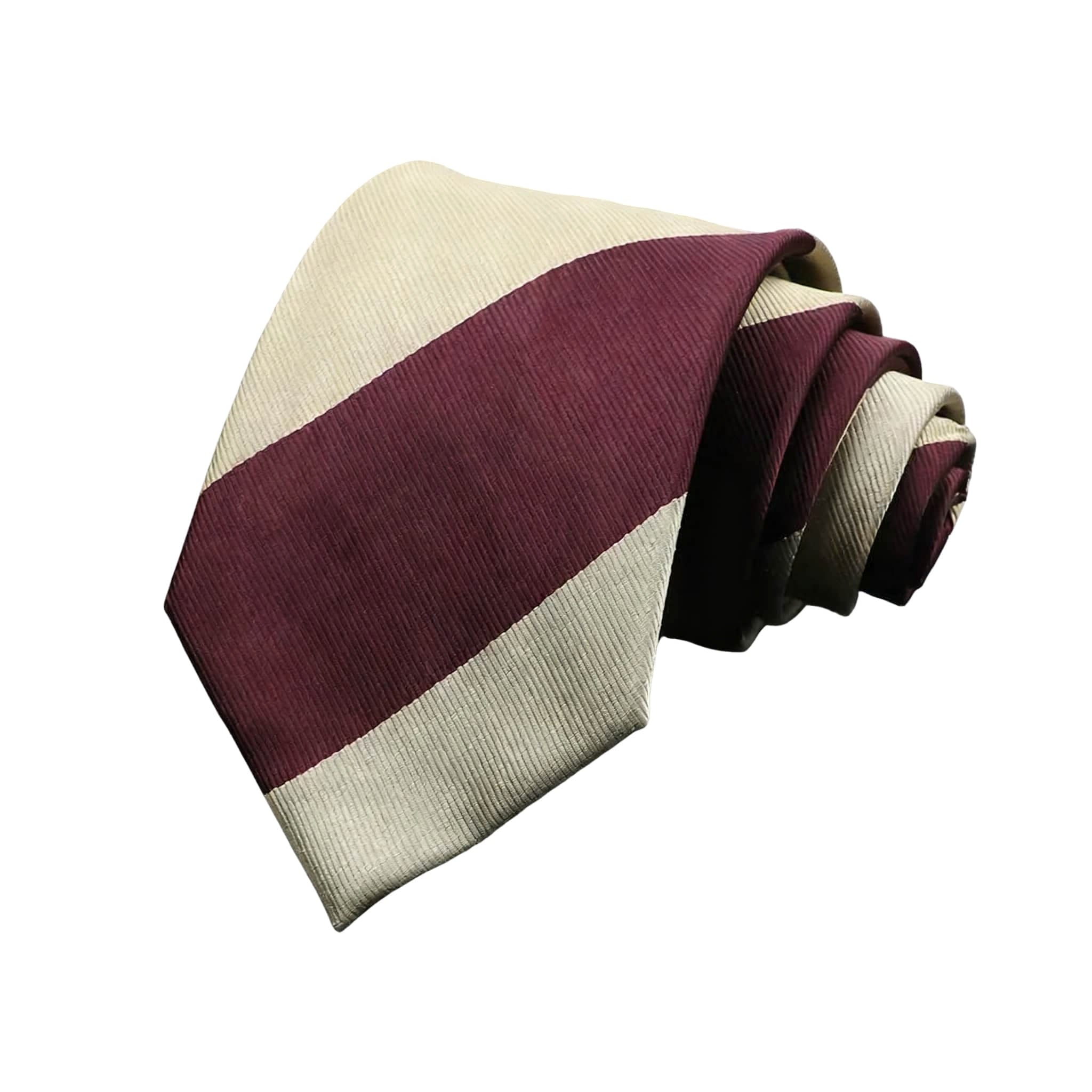 Beige Burgundy Striped Necktie