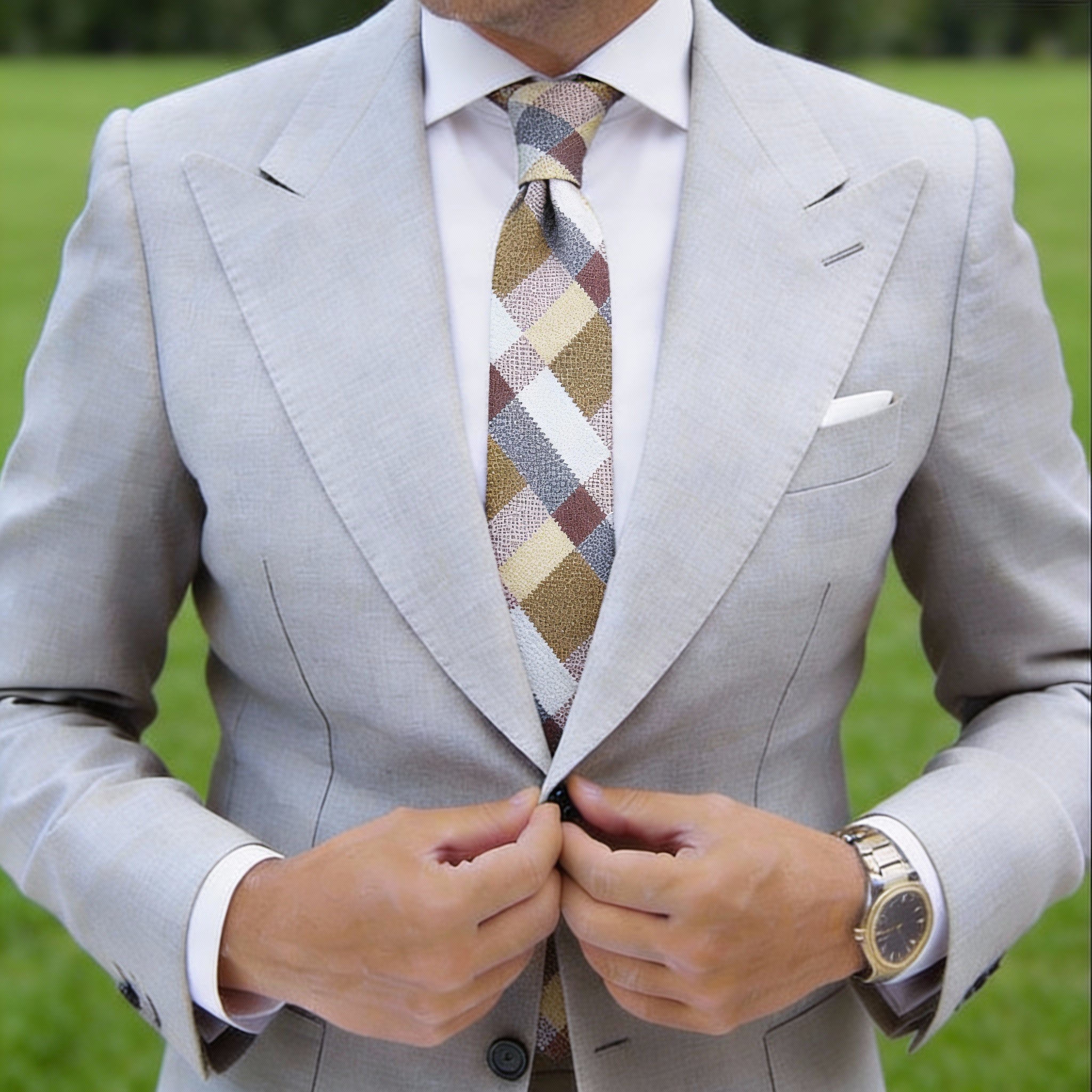White With Yellow Plaid Necktie