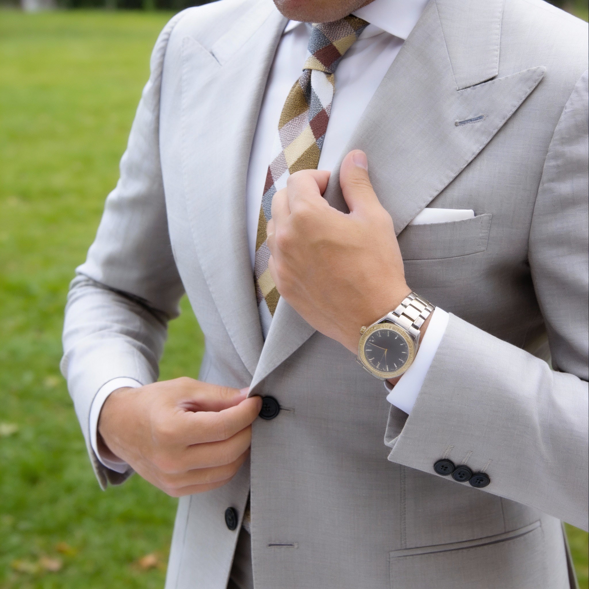 White With Yellow Plaid Necktie