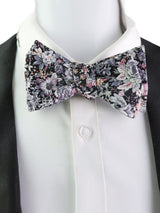 Black Base Floral Cotton Hand‑Tied Men's Bow Tie