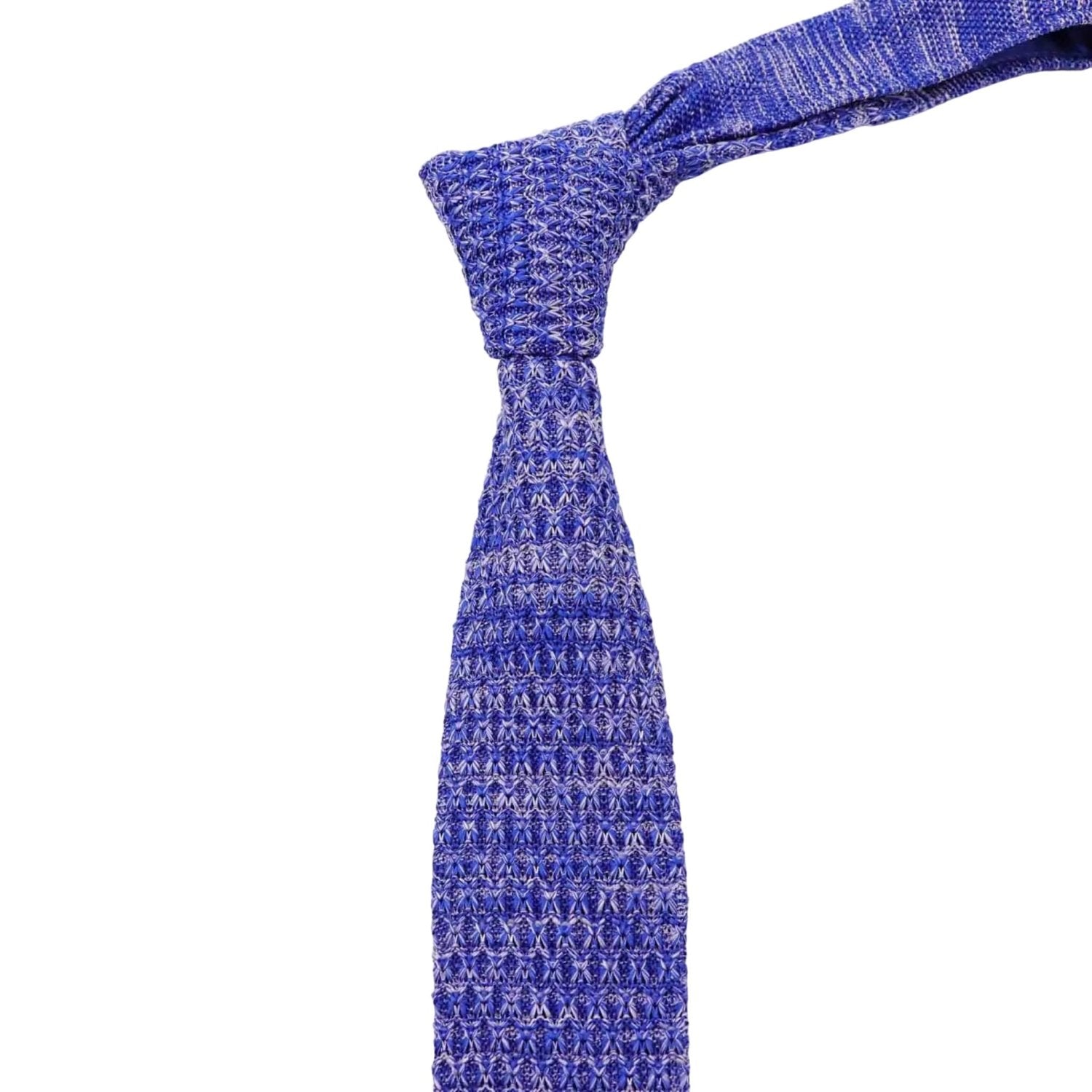 Blue Necktie With Silver Geometric Pattern