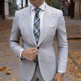 Green With Blue White Plaid Necktie