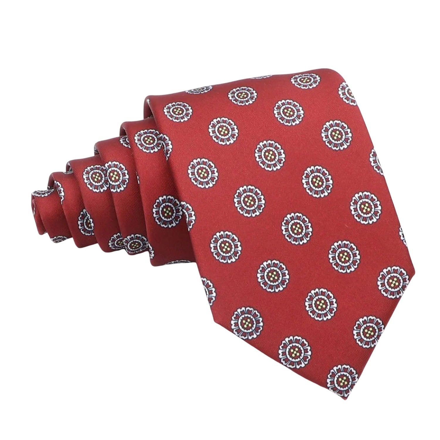 Red with White Flower Necktie