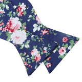 Navy Floral Hand‑Tied Cotton Bow Tie for Wedding