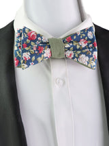 Green Floral Hand‑Tied Cotton Bow Tie for Wedding
