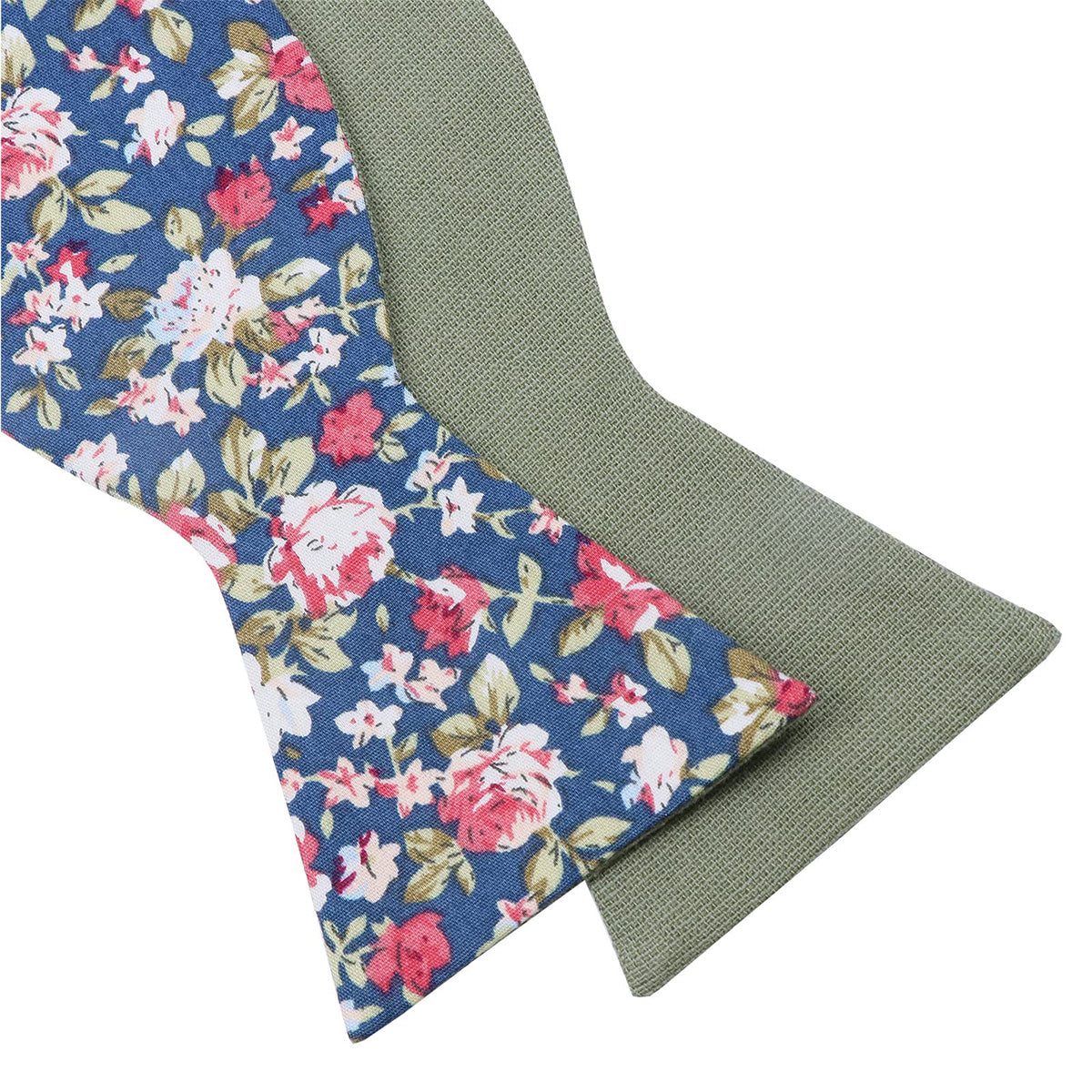 Green Floral Hand‑Tied Cotton Bow Tie for Wedding