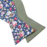 Green Floral Hand‑Tied Cotton Bow Tie for Wedding