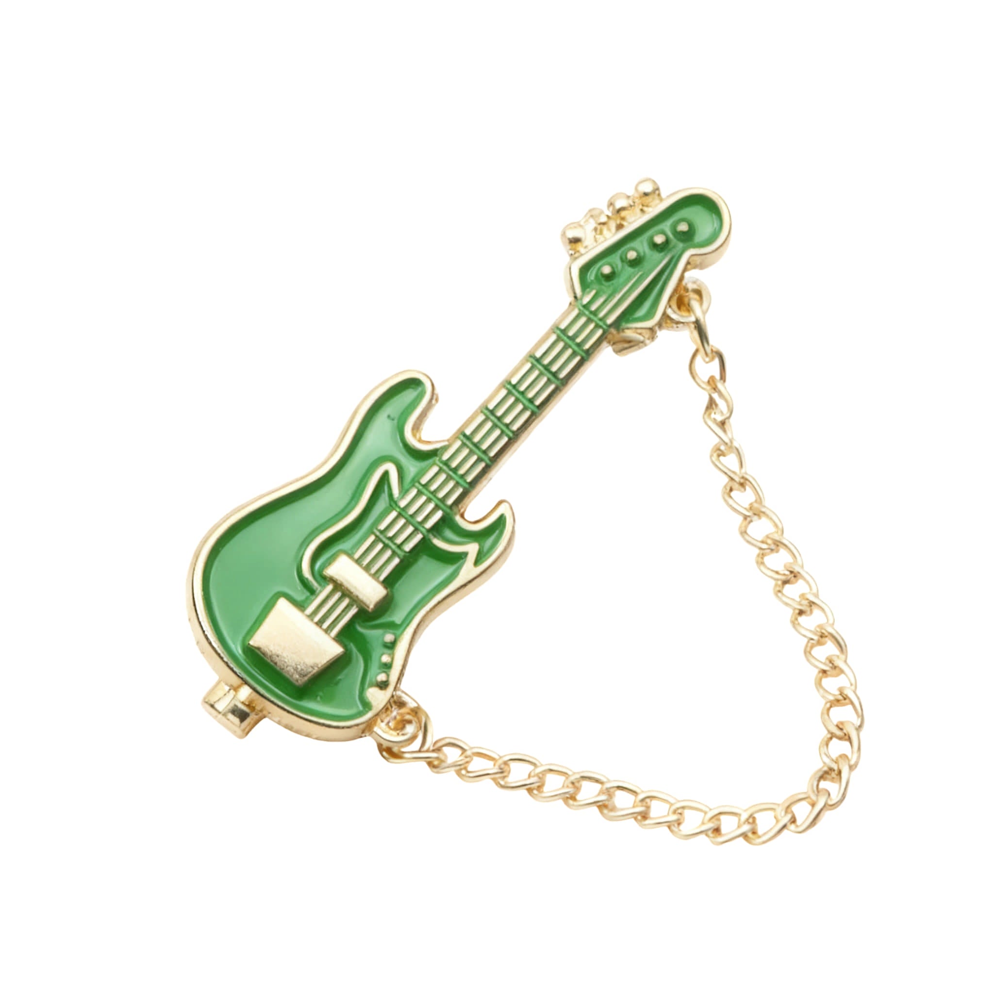 Green Gold Guitar Lapel Pin