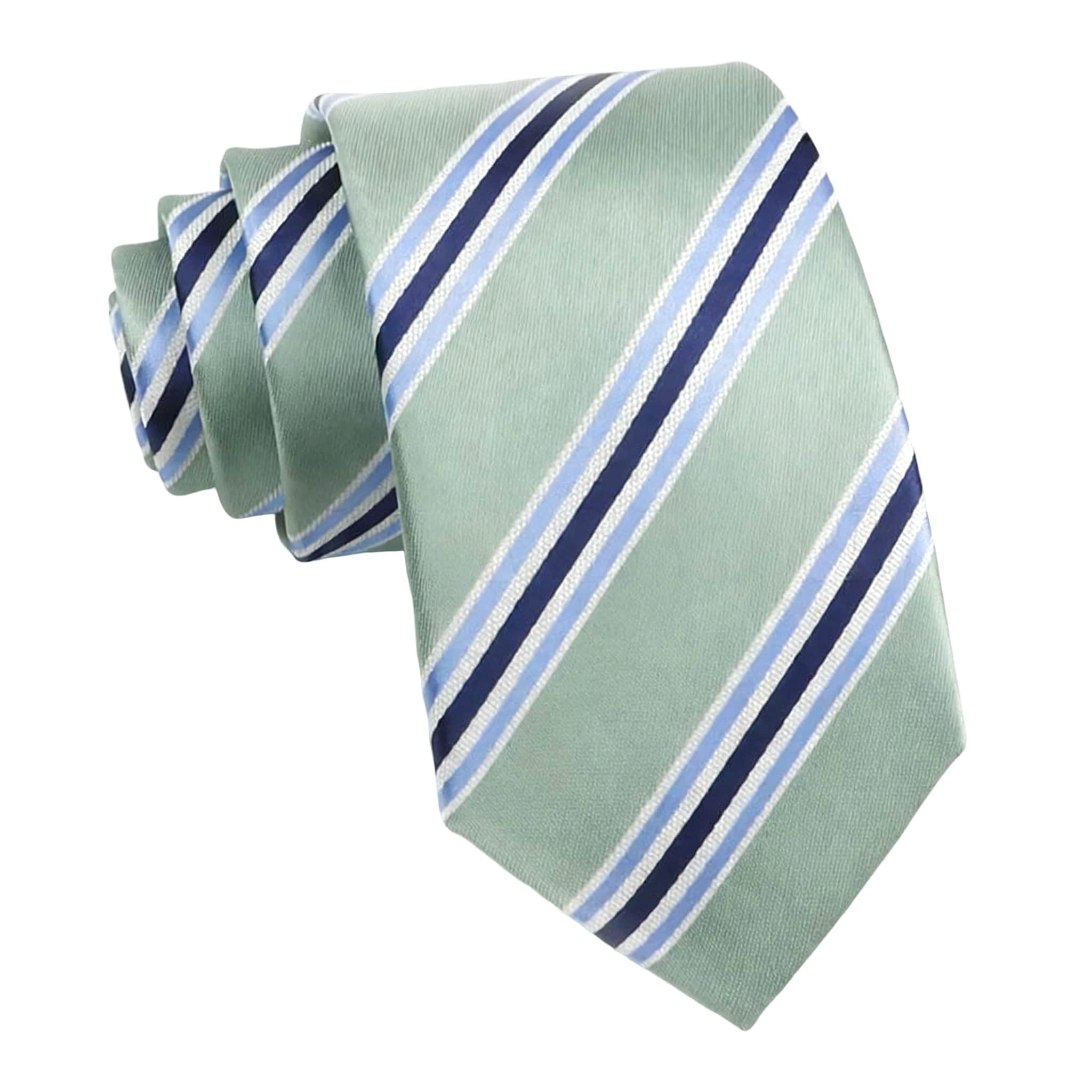 Sage Green Blue Striped Necktie