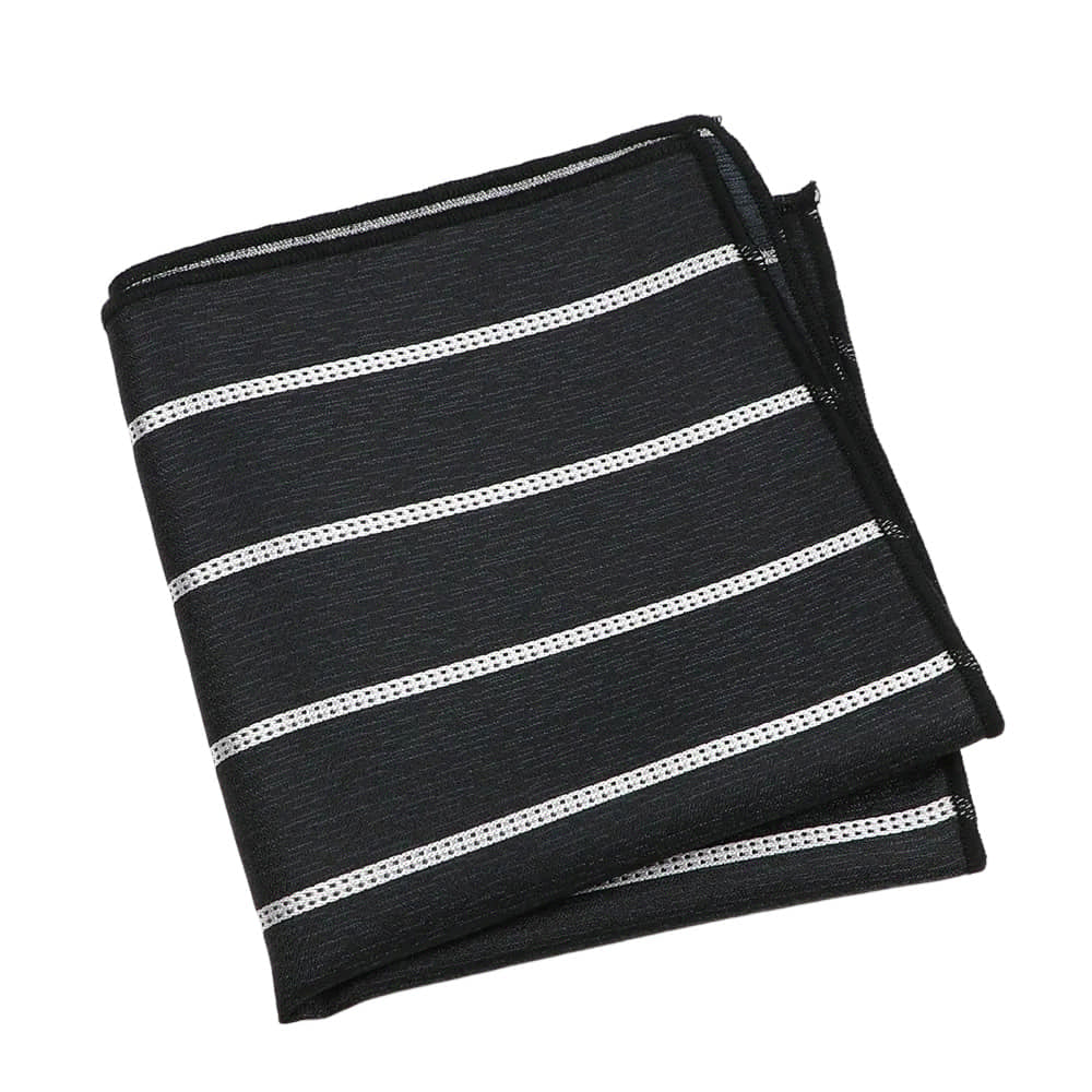 Black White Striped Pocket Square