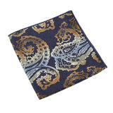 Navy Blue Gold Paisley Pocket Square